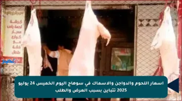 أسعار اللحوم والدواجن والأسماك في سوهاج اليوم الخميس 24 يوليو 2025 تتباين بسبب العرض والطلب